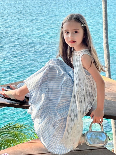 推 ♡ 夏季渡假風兩件套長洋裝5