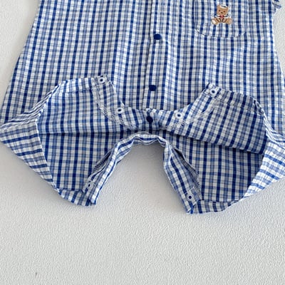 小海軍刺繡熊格子爬服11