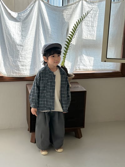 日系格子抽繩襯衫外套4