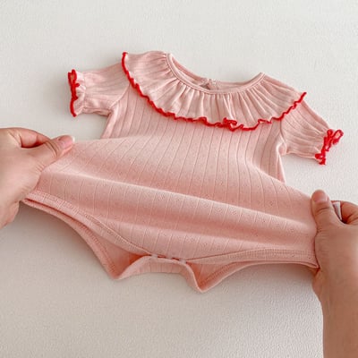 大片花領坑條包屁衣9