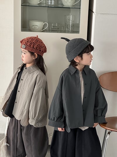 森系復古簡約開衩襯衫外套（自留款)4