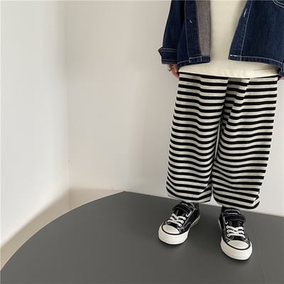 日系條紋縮口棉褲7