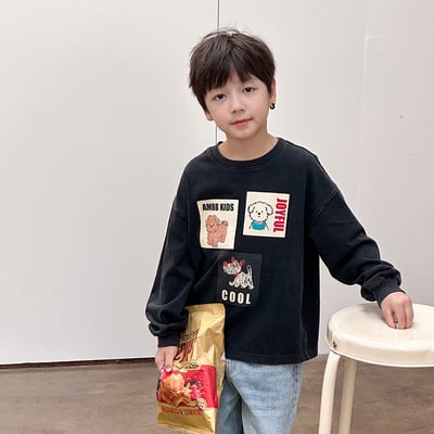 復古束口刷色狗狗上衣1