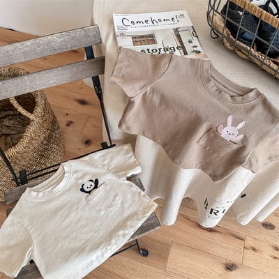 小動物刺繡口袋短版上衣2