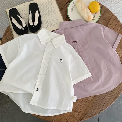 經典小刺繡素色襯衫1