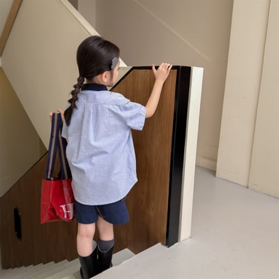 韓系棒球小熊跳色領襯衫19