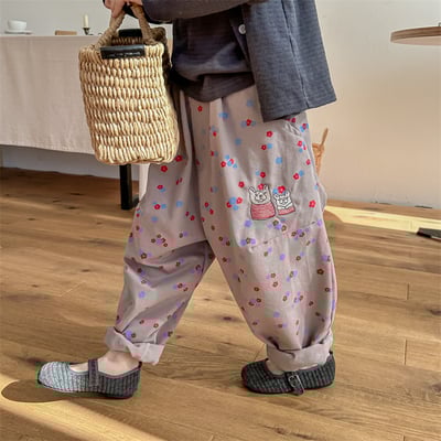 韓系法鬥刺繡花朵長褲21