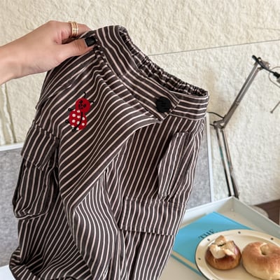 推 ♡ 韓系水洗棉刺繡工裝褲9