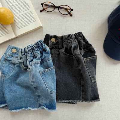 經典簡約下擺抽鬚牛仔五分褲2