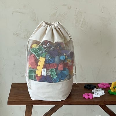 韓系網眼抽繩束口玩具收納袋20