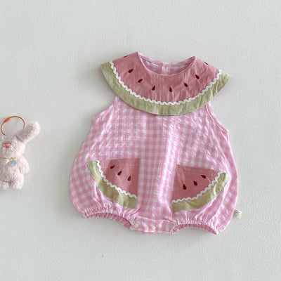 推 ♡ 可愛西瓜領格子姊妹裝13