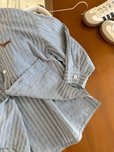 日韓系質感條紋臘腸狗襯衫(自留款)5