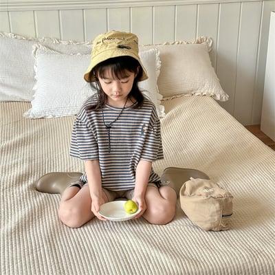 小圖條紋抓皺肩上衣16