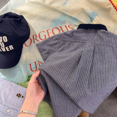 韓系棒球小熊跳色領襯衫10