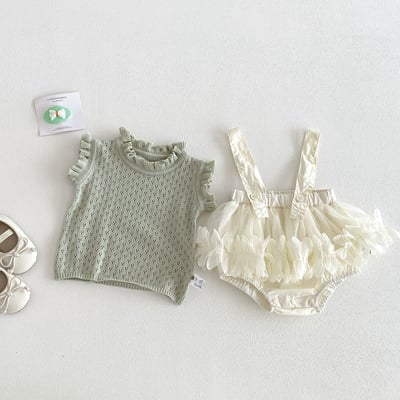 小氣質木耳立領吊帶包屁衣1