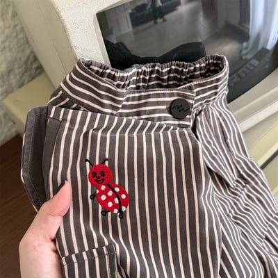 推 ♡ 韓系水洗棉刺繡工裝褲13