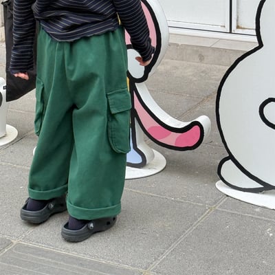 推 ♡ 韓系水洗棉刺繡工裝褲16