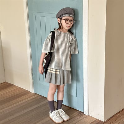 小圖條紋抓皺肩上衣20