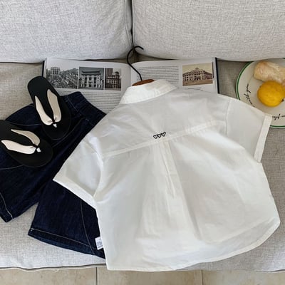 經典小刺繡素色襯衫5
