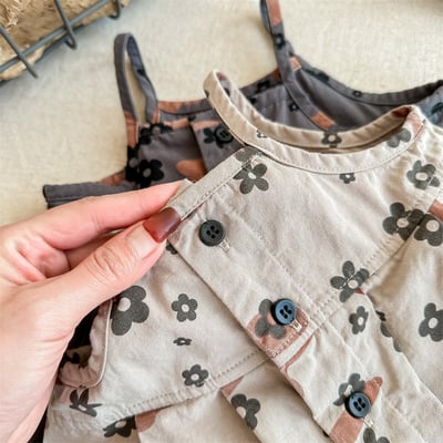 推 ♡ 韓系小花朵吊帶七分褲3