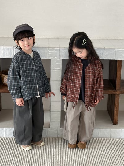 日系格子抽繩襯衫外套10