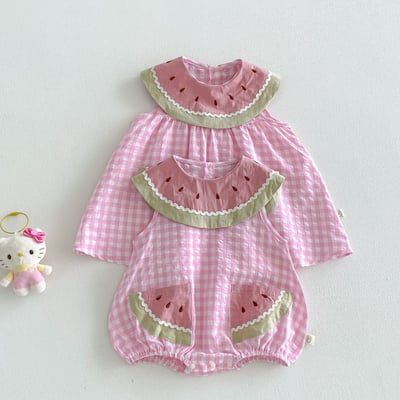 推 ♡ 可愛西瓜領格子姊妹裝2