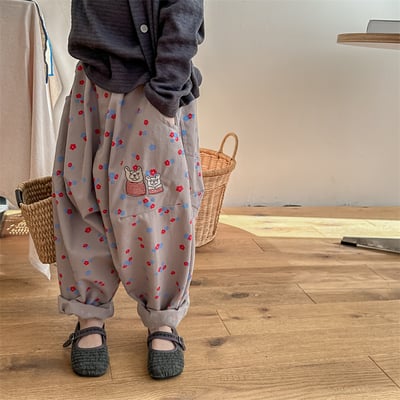 韓系法鬥刺繡花朵長褲20