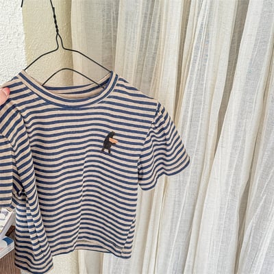 小圖條紋抓皺肩上衣13