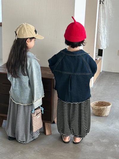 日系條紋蘿蔔寬褲11