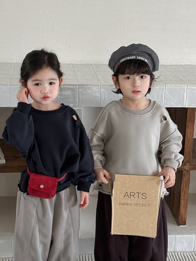 韓系個性破洞毛圈簡約上衣3