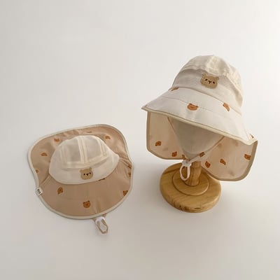 質感小熊護頸遮陽帽1