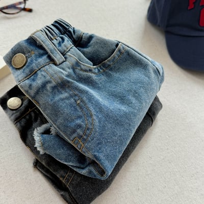 經典簡約下擺抽鬚牛仔五分褲5