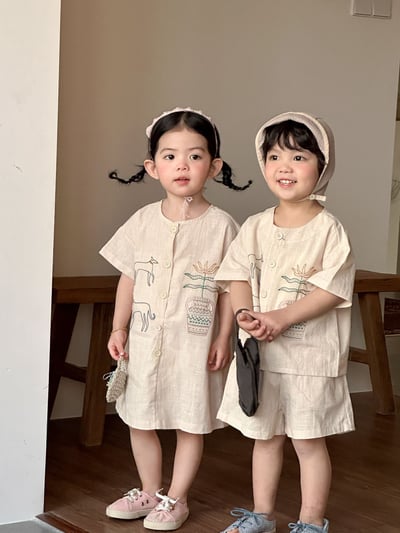 民俗風刺繡棉麻手足套裝16