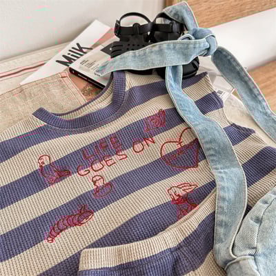 推 ♡ 華夫格條紋刺繡套裝11