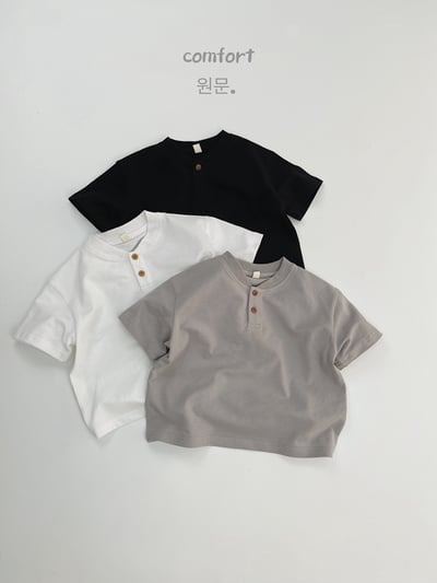 韓系短領雙釦素色上衣3