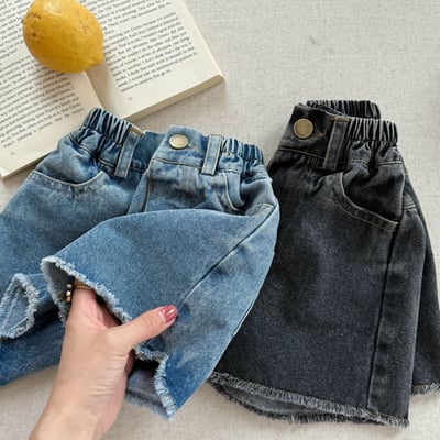 經典簡約下擺抽鬚牛仔五分褲7