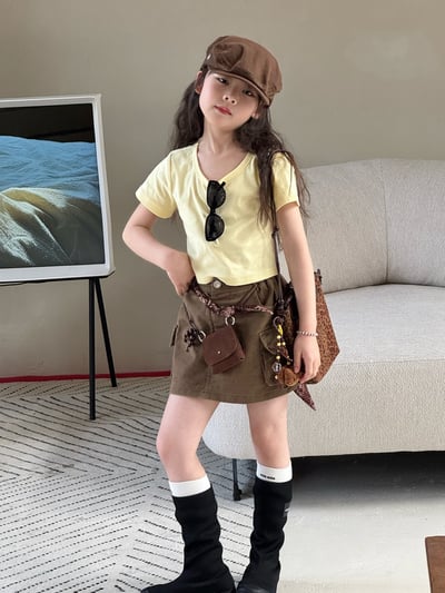 韓系街頭工裝A字短裙6