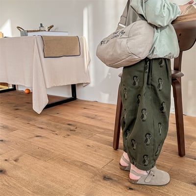 推 ♡ 韓系滿版企鵝長褲15