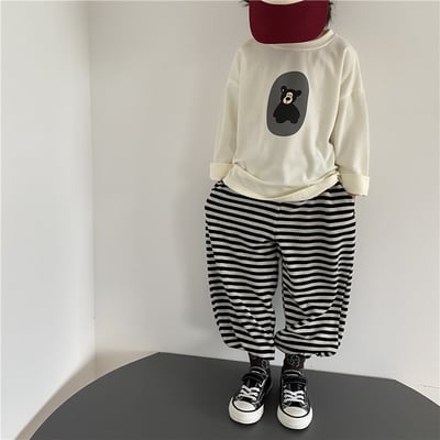 日系條紋縮口棉褲6