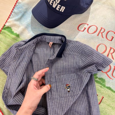 韓系棒球小熊跳色領襯衫7