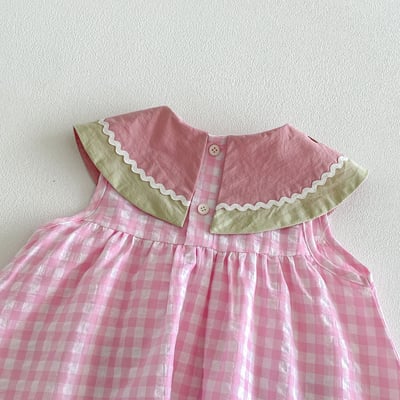 推 ♡ 可愛西瓜領格子姊妹裝8