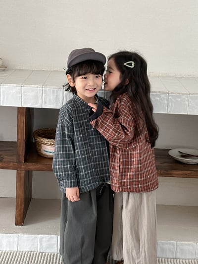 日系格子抽繩襯衫外套15