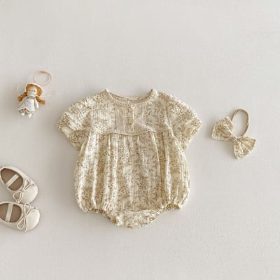 韓系棉質碎花包屁衣1