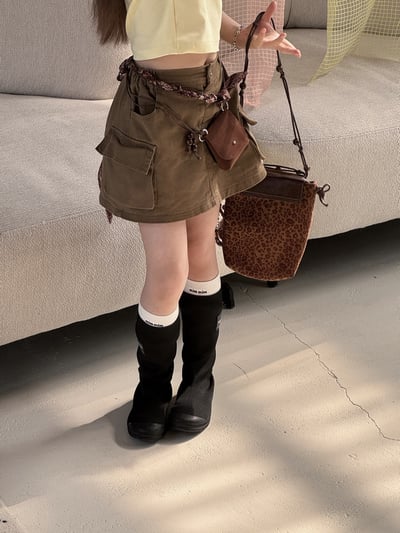 韓系街頭工裝A字短裙3
