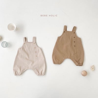 韓系簡約四釦吊帶褲1