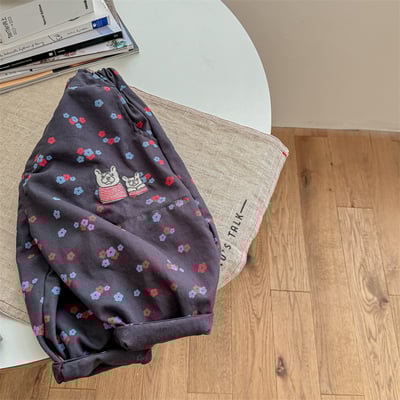 韓系法鬥刺繡花朵長褲9