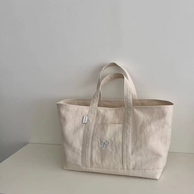 韓系蝴蝶結帆布手提包1