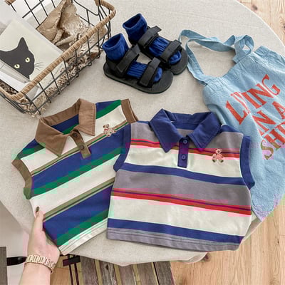 韓系刺繡小熊寬條紋有領上衣11