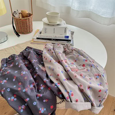 韓系法鬥刺繡花朵長褲2