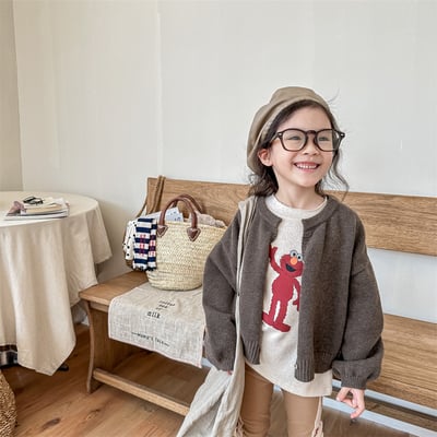 韓系簡約素色針織開衫19